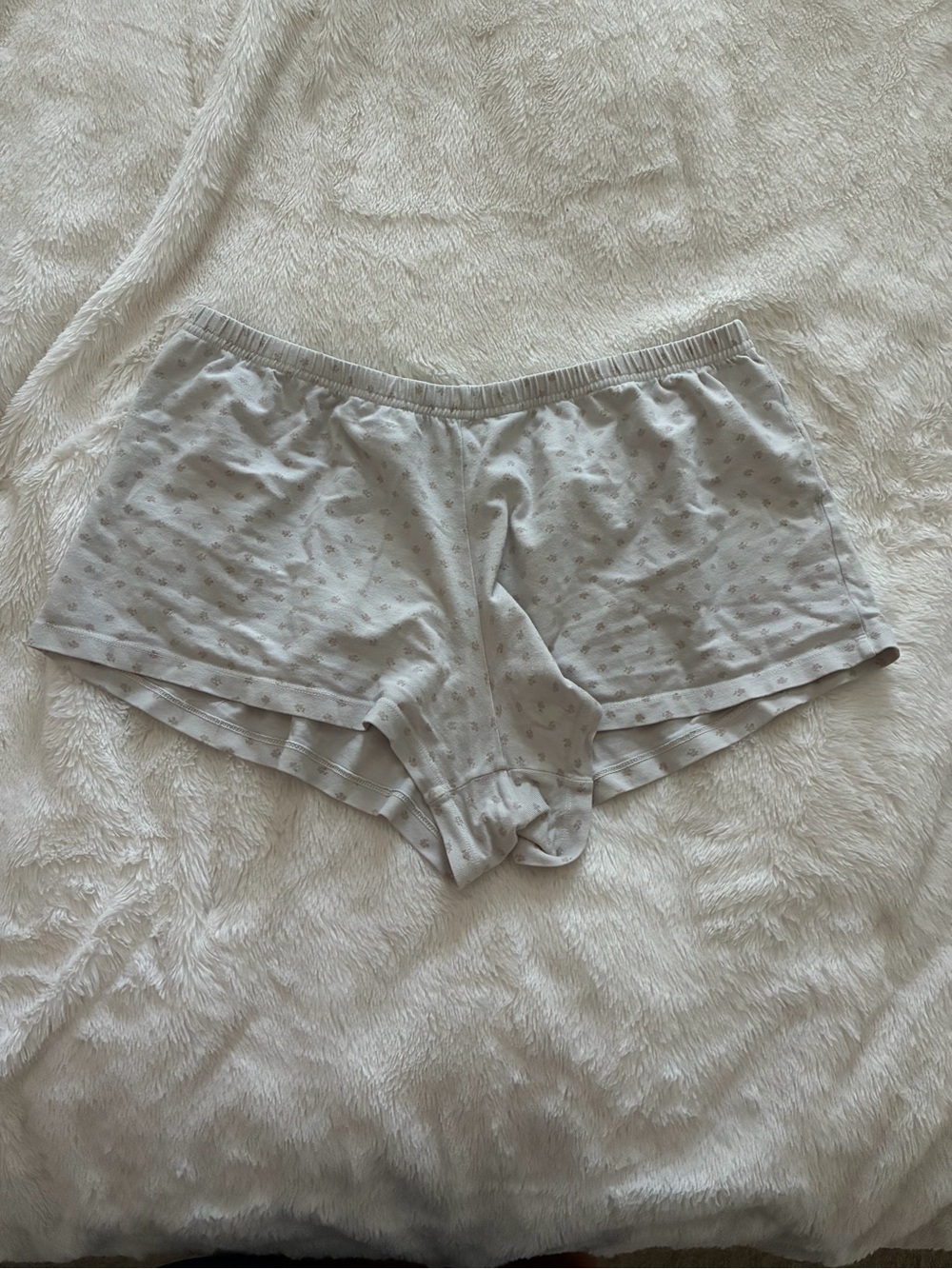 Brandy Melville Light Gray Floral Cotton Lounge Shorts